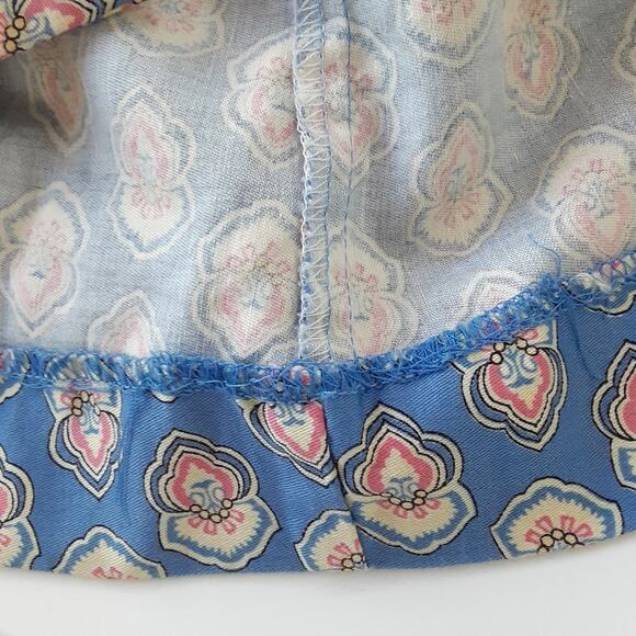 Vintage 80s Cotton Circle Skirt & Blouse Suit Set Paisley Border Print Pockets - Picture 14 of 16